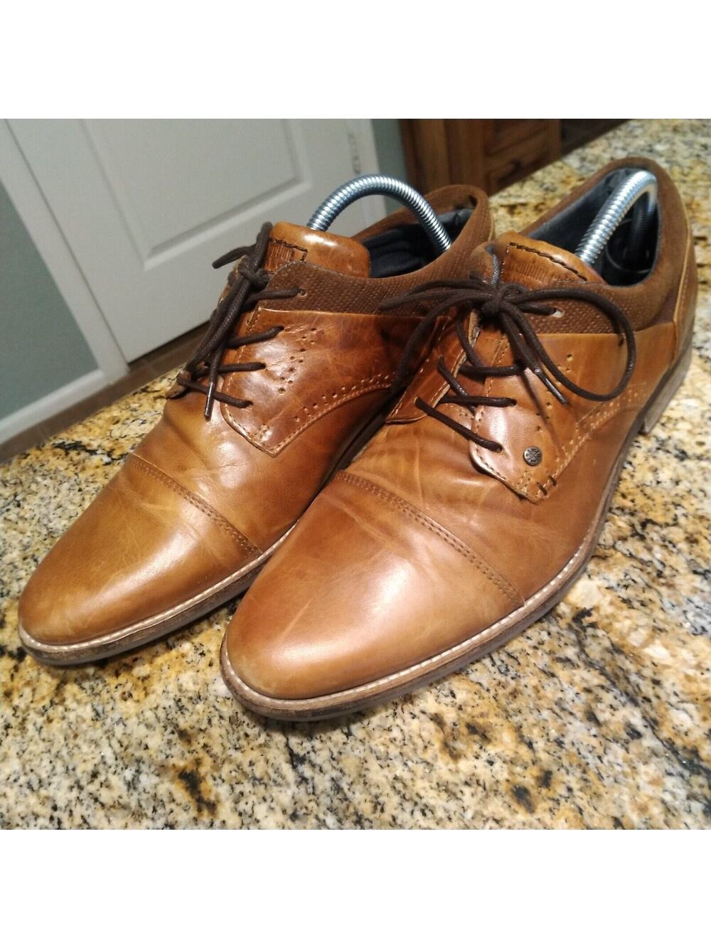 Bullboxer Davide Brown Leather Lace Up Casual Oxfords Dress Shoes Men's Sz 8